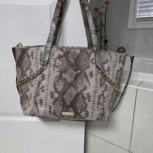 Snakeskin Pattern Tote Bag with Chain Detail